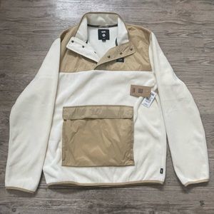 Vans Mammoth Fleece Sweater Windbreaker Jacket Large Beige Cream Tan with Tags L